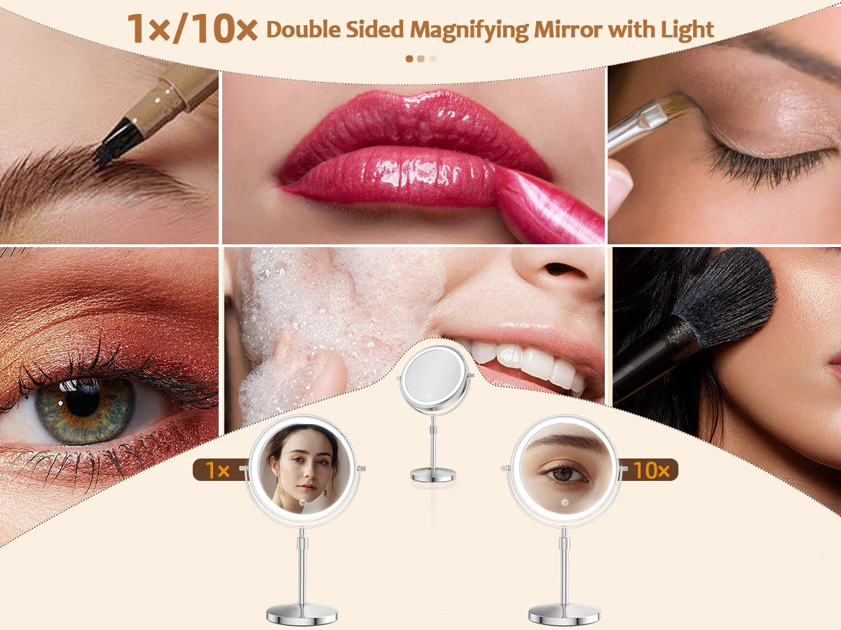8 Inch Makeup Mirror With Light And 10X Magnification - Smarsty