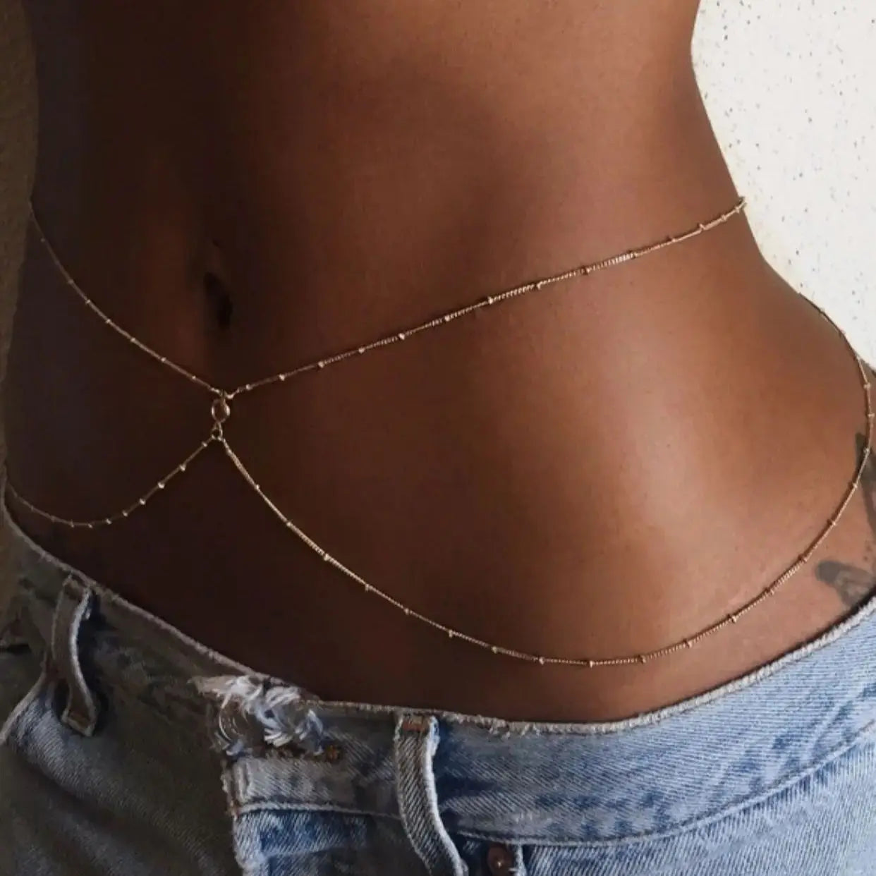Clear Rhinestone Beaded Belly Chain Body Jewelry - Smarsty