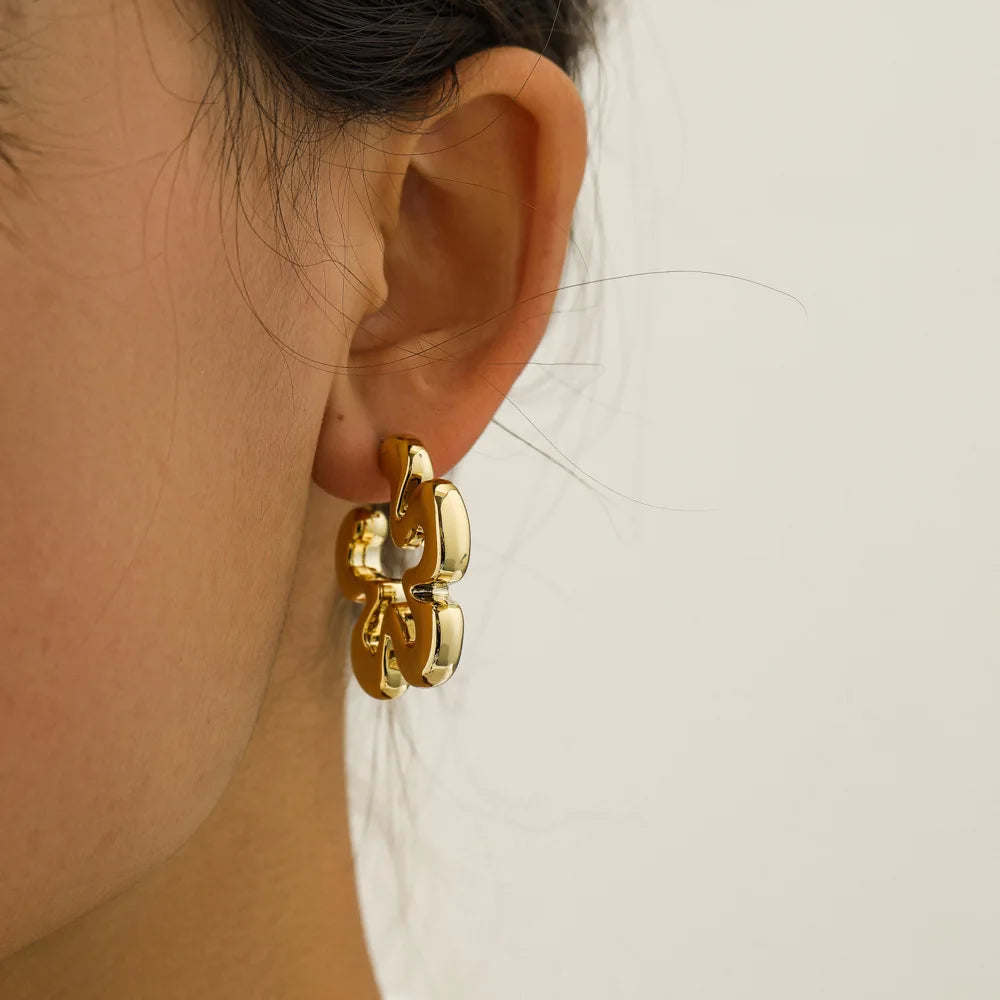 Gold Hollow Flower Drop Earrings for Women Fashion Jewelry - Smarsty