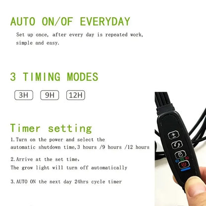 USB LED Plant Grow Light Indoor Garden 5 Dimmable Levels Grow Light Full Spectrum Timer Setting Hydroponic Greenhouse 3H/9H/12H