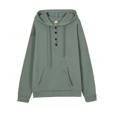 European and N Women's Long-sleeved Loose Casual Hooded Drawstring Pocket Hoodie - Smarsty