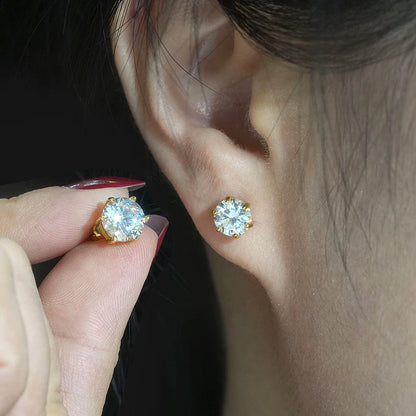 Certified Moissanite Stud Earrings 18K Plated Silver - Smarsty