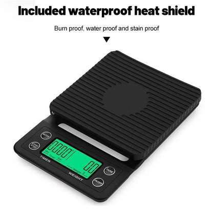 Black Precision Coffee Scale With Timer 0.1g Accuracy - Smarsty