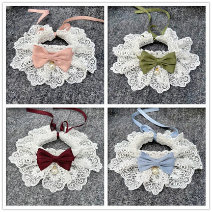 Cute Cat and Dog Tie Pet Drool Towel with Lace - Smarsty