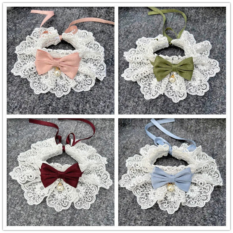 Cute Cat and Dog Tie Pet Drool Towel with Lace - Smarsty