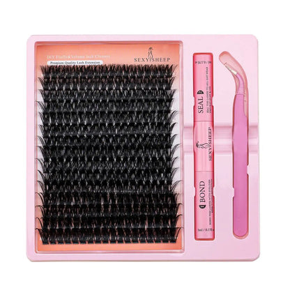 DIY Eyelash Extension Kit with Mixed Clusters and Applicator - Smarsty