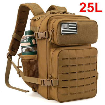 25L/45L Tactical Backpack for Men and Women Outdoor Survival Bug Out Bag Small School Rucksack Hking with Bottle Holder - Smarsty