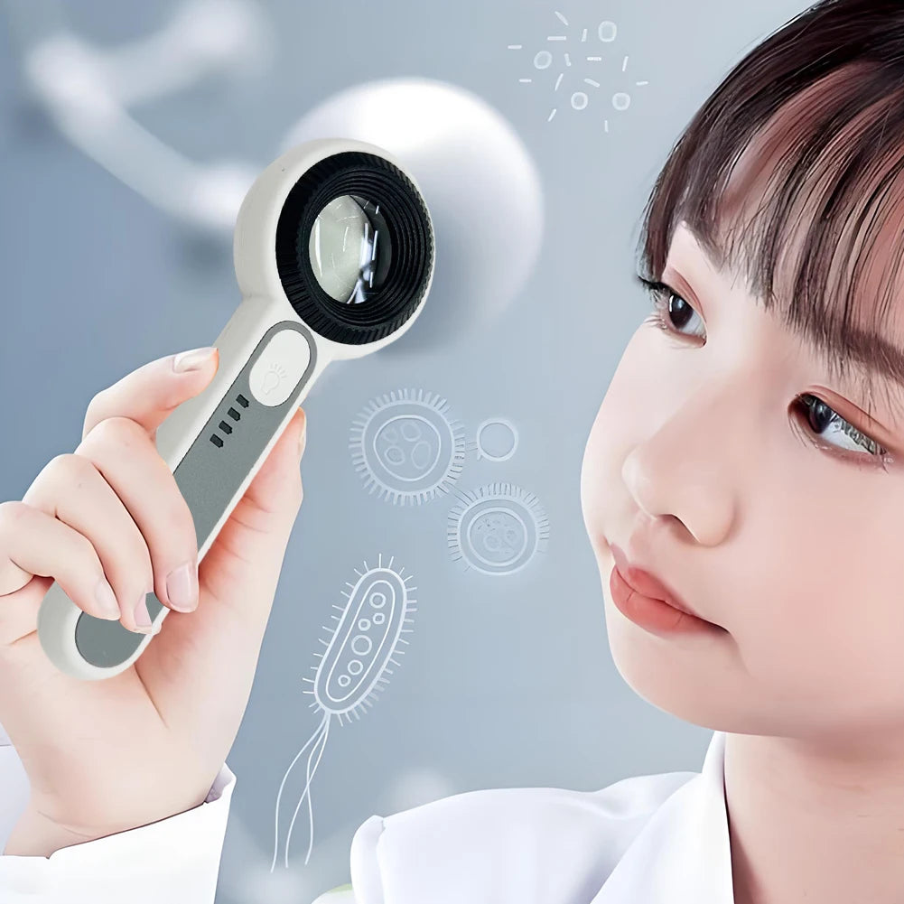 60X Handheld Magnifier Rechargeable Illuminated Magnifying Glass Wear Resist Lighting Book Magnifier for Seniors Reading Repair