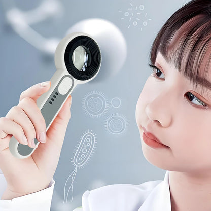 60X Handheld Magnifier Rechargeable Illuminated Magnifying Glass Wear Resist Lighting Book Magnifier for Seniors Reading Repair