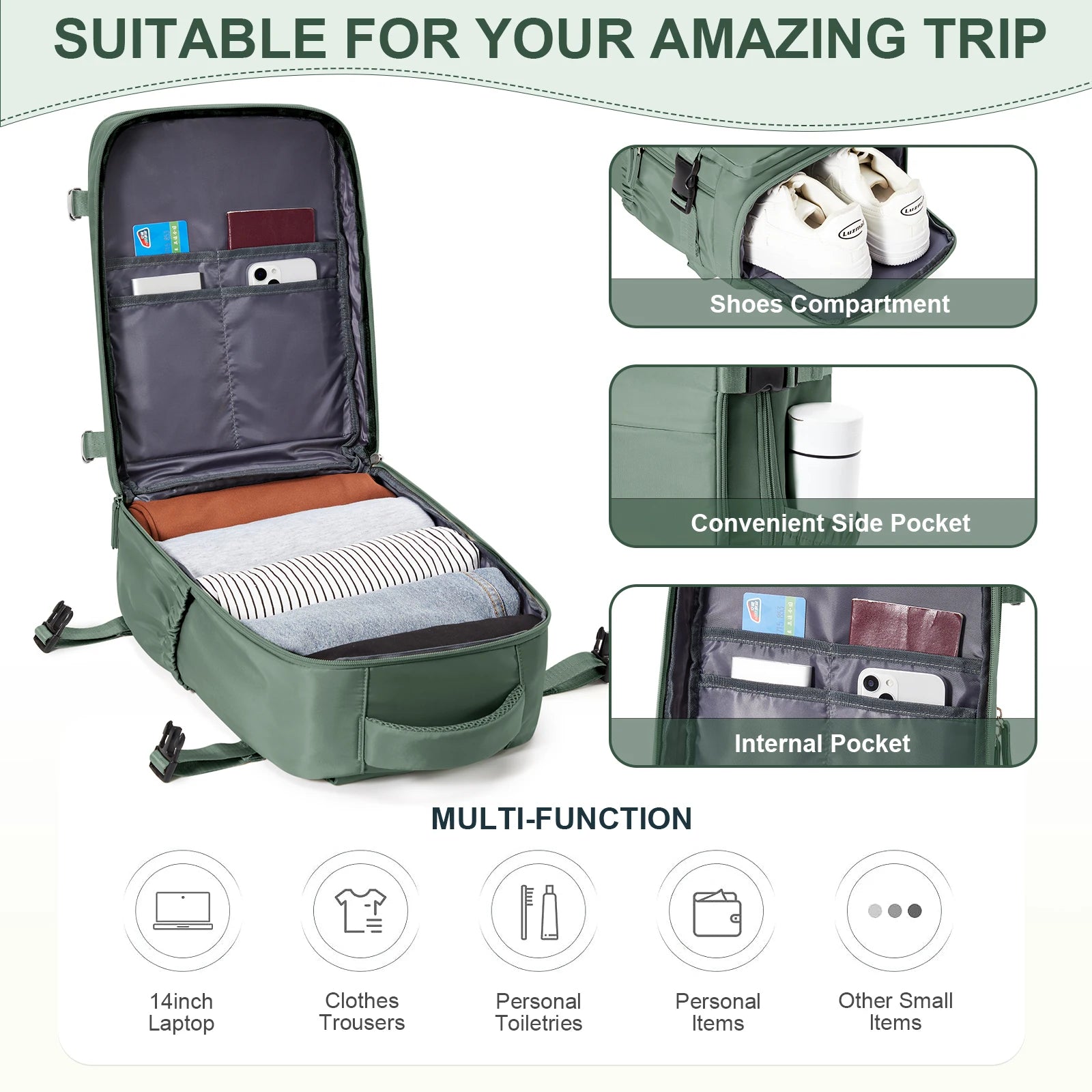 Ryanair Backpack 40x20x25 Cabin Bag Travel Backpack for Men Women Hand Luggage Leisure Laptop Backpack mochila para viaje cabina - Smarsty