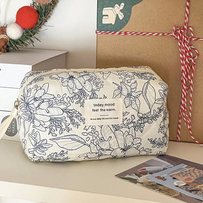 Wholesale Vintage Flower Women Cosmetic Bag Portable Zipper Makeup Travel Organizer Female Handbag Toiletry Quilting Pouch - Smarsty
