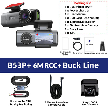 4K Dash Cam Dual Lens Night Vision With GPS VideoRecording - Smarsty