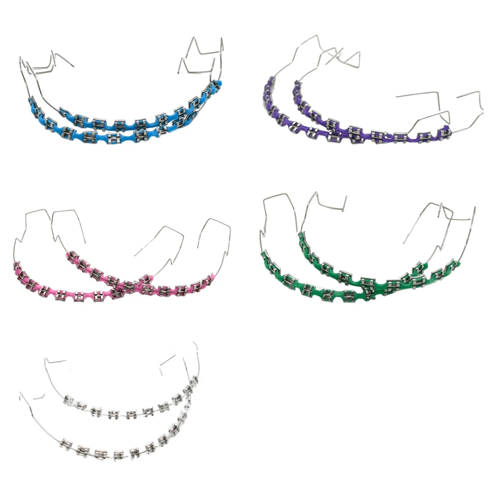 Temporary Tooth Decoration Dental Fake Braces with Metal Wires & Bracket Dental Metal Bracket Dental Tool for Tooth Decor