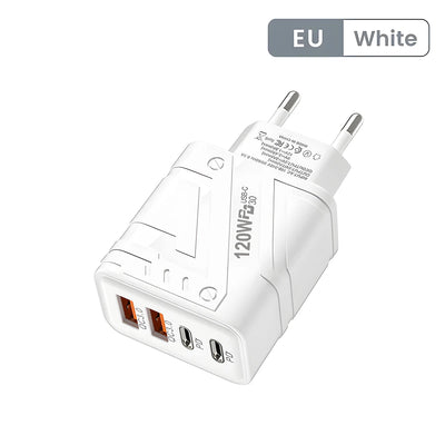 4 Ports USB C PD Charger Quick Charge 3.0 Type C USB Phone Chargers Fast Charging Adapter For iPhone 15 14 Samsung Xiaomi Huawei - Smarsty
