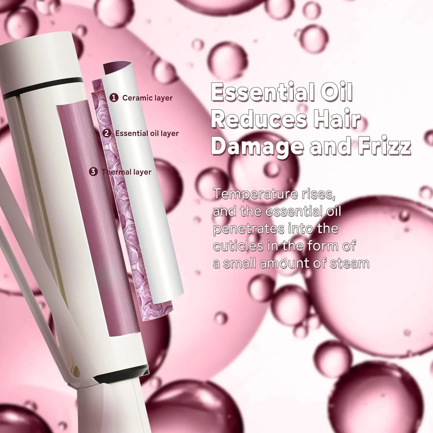 1.5 Inch Extra Large Curling Wand for Long Hair - Ceramic Tourmaline Barrel with 40000000 Negative Ions, 2 Clips - Smarsty