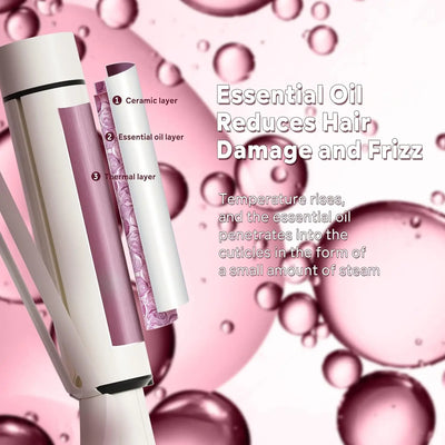 1.5 Inch Extra Large Curling Wand for Long Hair - Ceramic Tourmaline Barrel with 40000000 Negative Ions, 2 Clips - Smarsty
