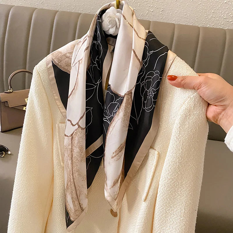 Luxury Silk Square Scarf Soft Satin Neck Hair Tie - Smarsty