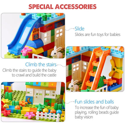 153PCS Big Particle Roof Blocks Compatible City House Big Size Slide Building Blocks Castle Brick Toys For Children - Smarsty