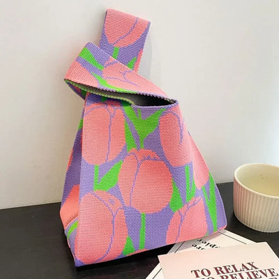 Cat Knit Handbag High Capacity Knot Wrist Bag For Women - Smarsty