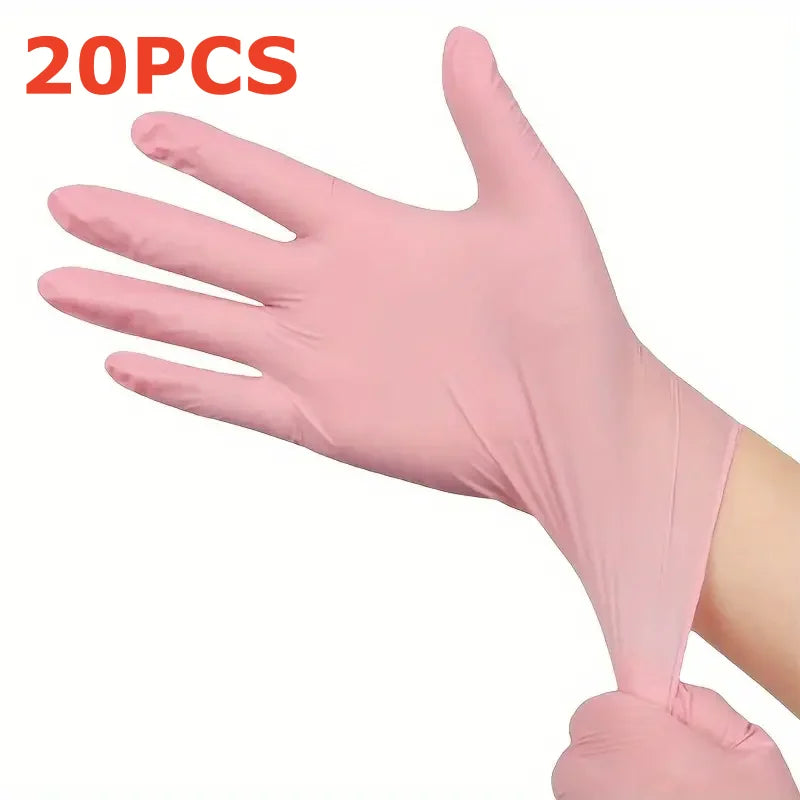 20/50/100PCS Pink Nitrile Disposable Gloves 3.5mil Latex Free Household Cleaning Gloves for Food Pre Tattoo Beauty Esthetician - Smarsty