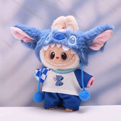 for 17cm Labubu Doll Clothes Fashion Clothes Plush Stitch Set Doll Clothes Cute Cartoon Sets Dolls Accessories Gifts - Smarsty