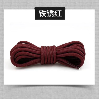 2pcs/ Pair Round Solid Polyester Black Brown Shoelaces For Marten Boot Women Men Outdoor Hiking Boots Sports Shoes Lace Strings - Smarsty