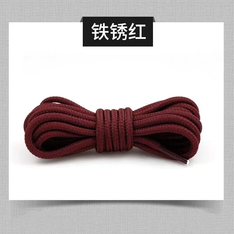 2pcs/ Pair Round Solid Polyester Black Brown Shoelaces For Marten Boot Women Men Outdoor Hiking Boots Sports Shoes Lace Strings - Smarsty