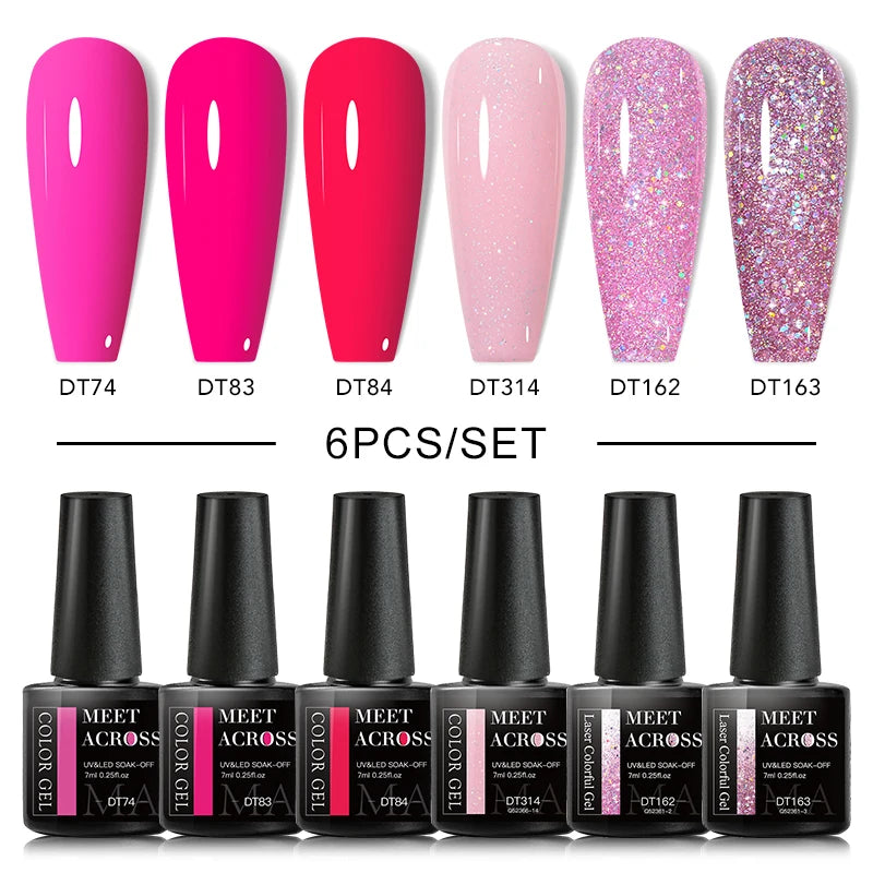 Glitter Red Silver Gel Nail Polish Set for Stunning Nail Art - Smarsty