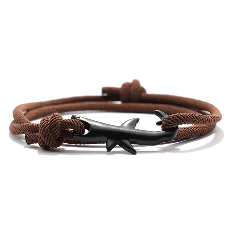 Men’s Adjustable Shark Bracelet Double Layer Rope Strand - Smarsty