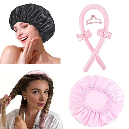 Heat Free Hair Curler Satin Silk Cap Set - Smarsty