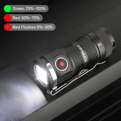 Sofirn Mini SC13 SST40 LED 1300lm Tactical 18350 Rechargeable Flashlight 6000K Keychain Emergency Torch Led Light with Magnetic - Smarsty