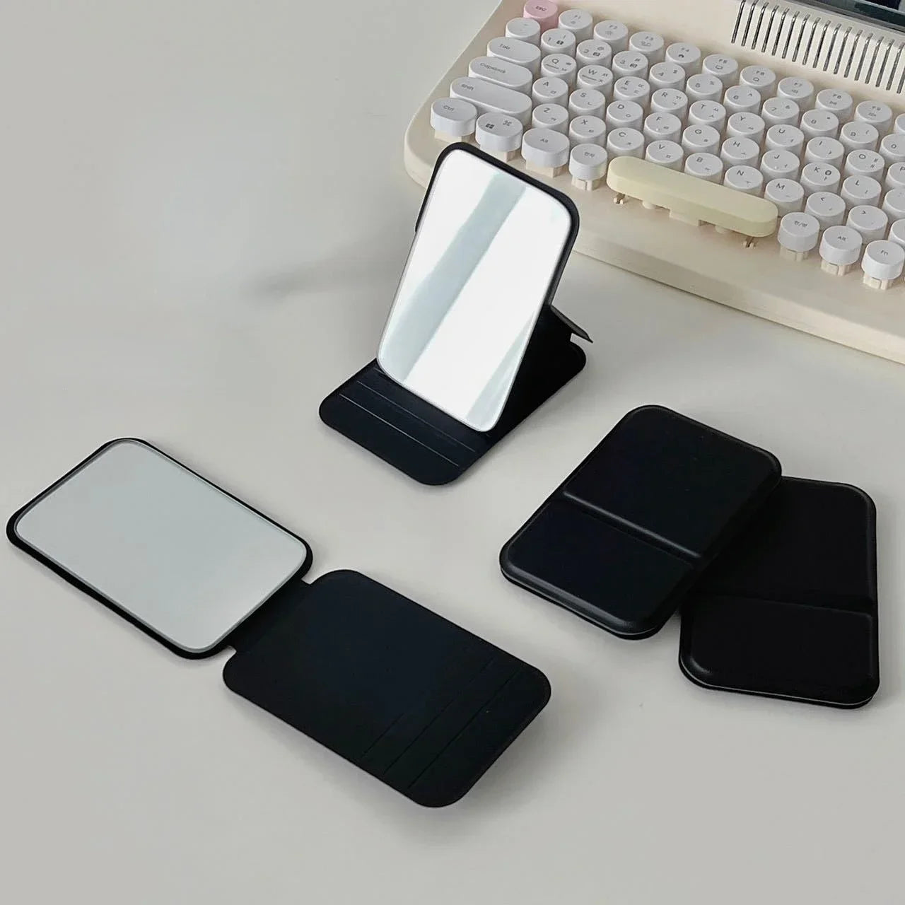 Portable Foldable Makeup Mirror with PU Leather Case - Smarsty