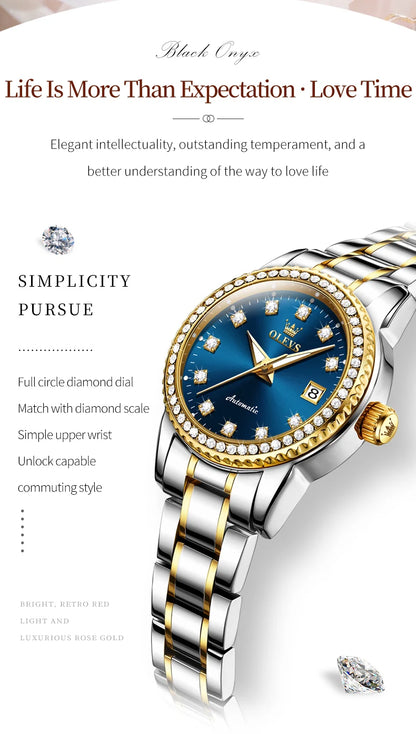 OLEVS Women's Automatic Waterproof Luxury Watch with Luminous Dial - Smarsty