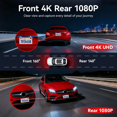 REDTIGER  A4 4k Dash Cam Front and Rear Drive Recorder GPS& 5G WiFi Touch Screen Night Vision 24H Parking Mode Voice Control - Smarsty