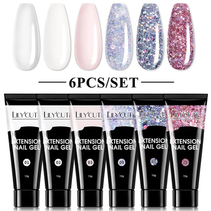 LILYCUTE Nail Gel Set with 6W LED Lamp for Quick Manicure - Smarsty