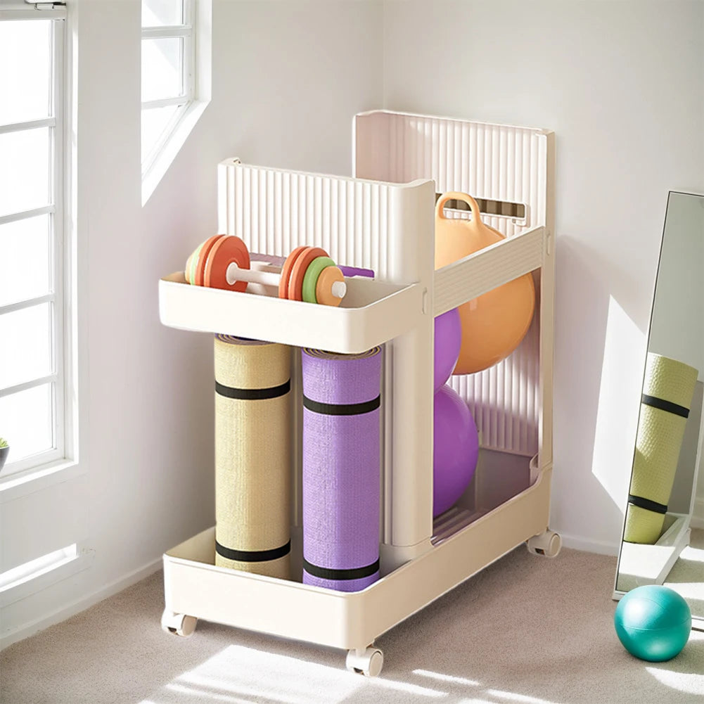 Gym Equipment Holder with Wheels Sports Equipment Storage Rack Yoga Mat Storage Basket Fitness Equipment Sports Tools Organizer by Smarsty