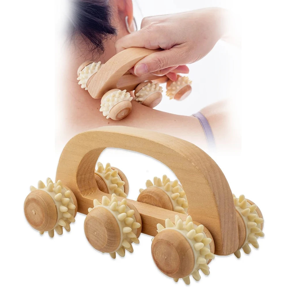 Handheld Wooden Massage Roller for Sore Muscles - Smarsty