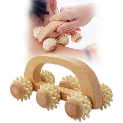 Handheld Wooden Massage Roller for Sore Muscles - Smarsty