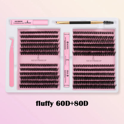 DIY False Eyelashes Clusters Extensions Individual Lashes Cluster Natural Segmented With glue,Remover,lash brush，tweezers - Smarsty