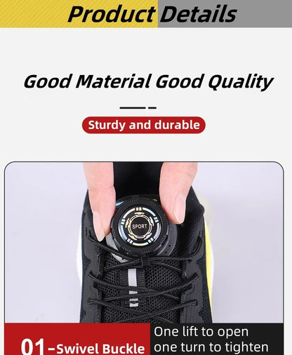 easy installation Automatic Shoelaces Without ties Black white Swivel Buckle Laces Thick Rope Sneakers Shoelace Shoe Accessories - Smarsty