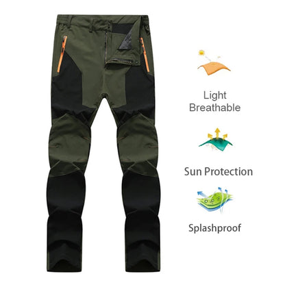 TRVLWEGO Men Summer Sports breathable Pants Hiking Trousers Camping Splash Prevention Quick Dry UV Resistant Elastic Thin - Smarsty