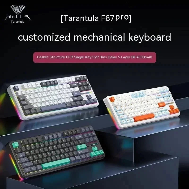 Mechanical Keyboard Tri Mode Wireless 87 Keys Silent Gaming