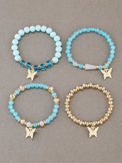 Trendy Butterfly Beaded Bracelet Set for Women - Smarsty