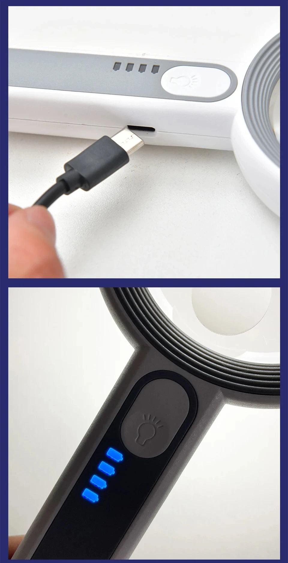 Rechargeable Handheld Magnifier with LED Light for Easy Reading - Smarsty