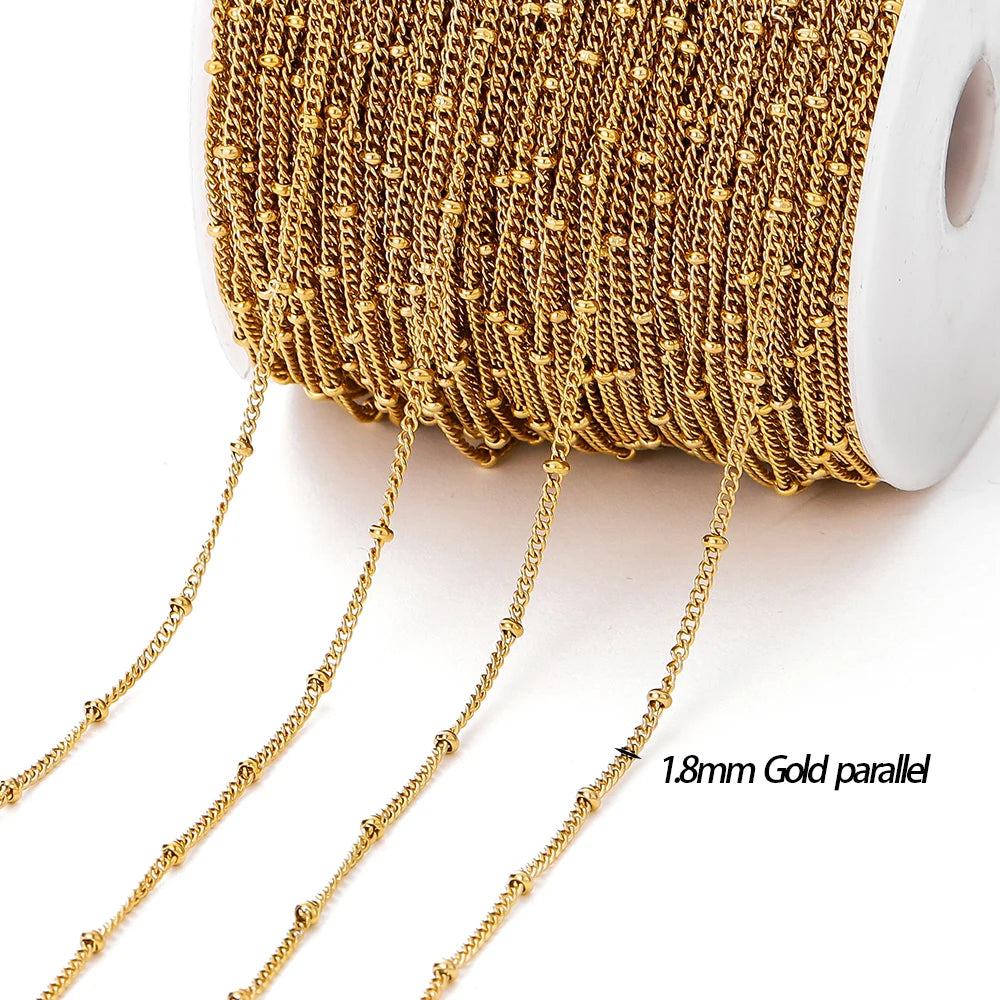 No Fade 2M Gold Stainless Steel Beaded Chain Durable - Smarsty