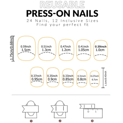 Glossy Pink Press On Nails 24pcs Full Cover Elegant Style - Smarsty