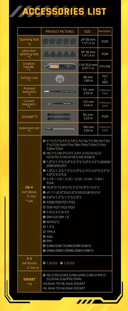 180 in 1 Precision Manual  Multifunctional Screwdriver Set Magnetic Phillips Bits Mobile iPhone & PC & Glasses Repair Tool Gift