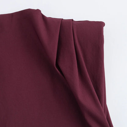 2025 Summer Asymmetric Tank Women Wine Red/Brown/Black Ruched Sleeve Office&Party Tops Breathable Stretchy Slim Fit Streetwear