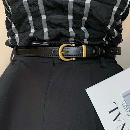 Mens Vintage PU Leather Belt with Classic Buckle - Smarsty