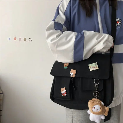 Harajuku Messenger Bag For Girls Durable Canvas School Bag - Smarsty